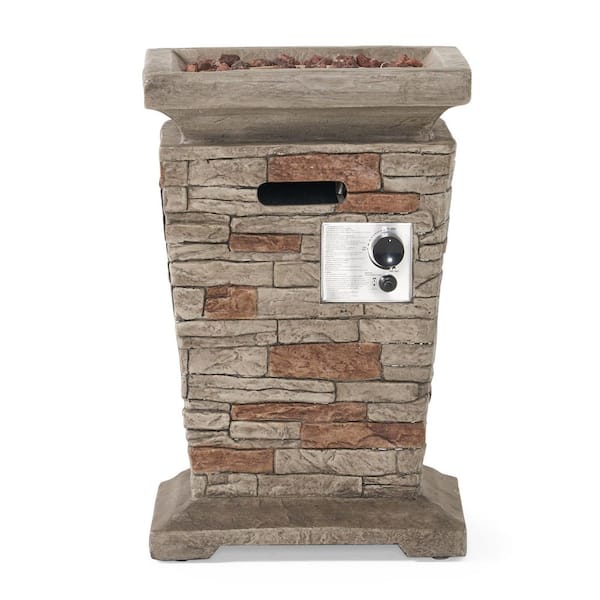 Noble House Laguna 19.50 in. x 29.00 in. Square Stone MGO Fire Pit - 40,000 BTU