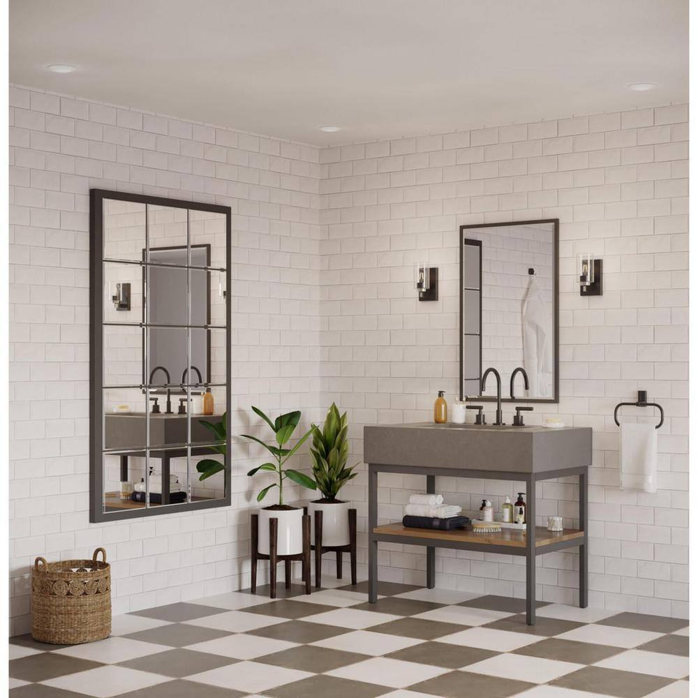 Matte Black Steel Cylinder Vanity Light with Clear Glass Shade