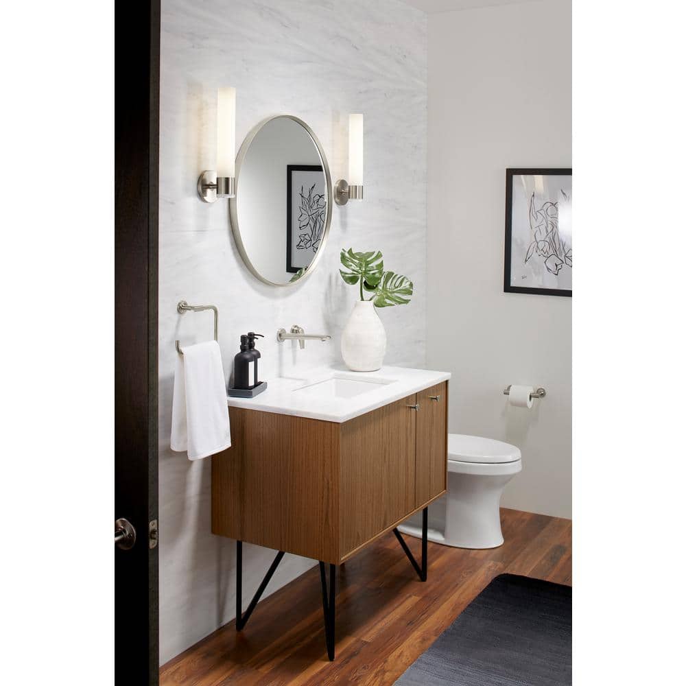 Essential 28" Brushed Nickel Round Metal Bathroom Vanity Mirror