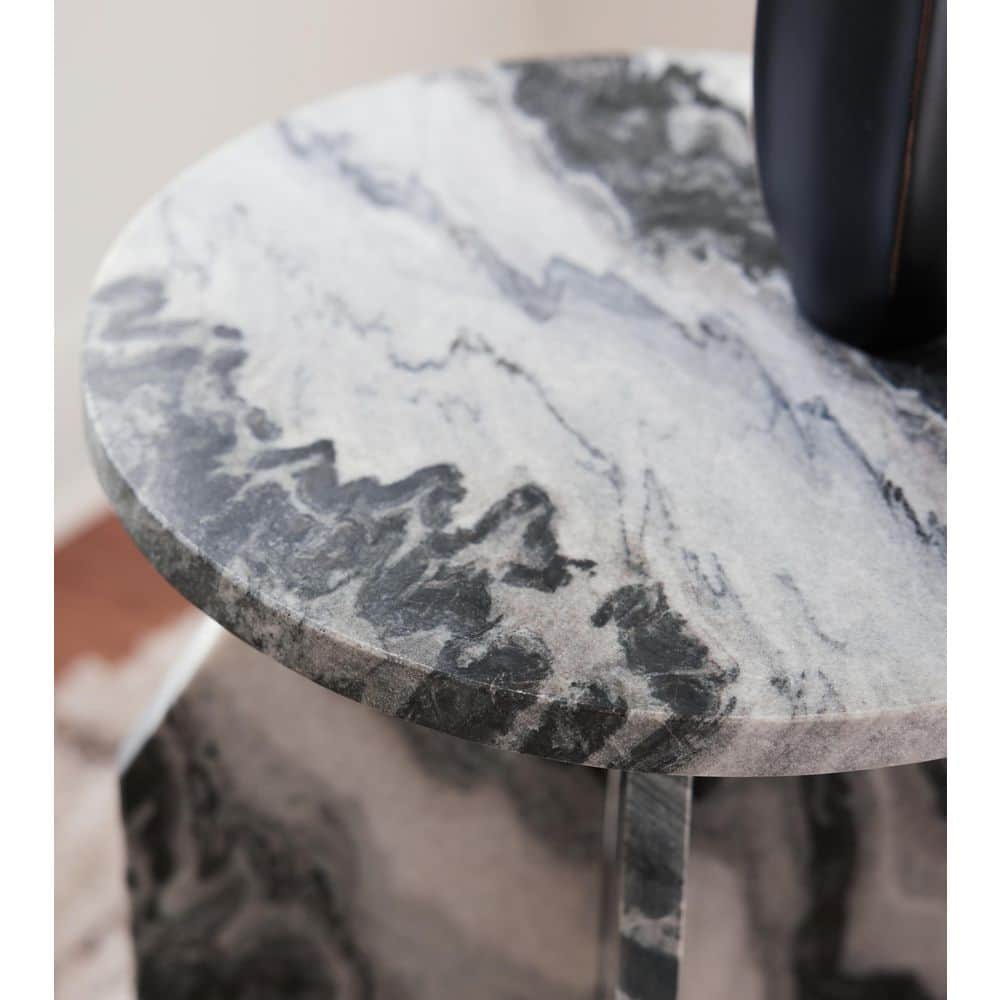 Wrenlane 15 in. Black Round Marble End Table - thumbnail 4