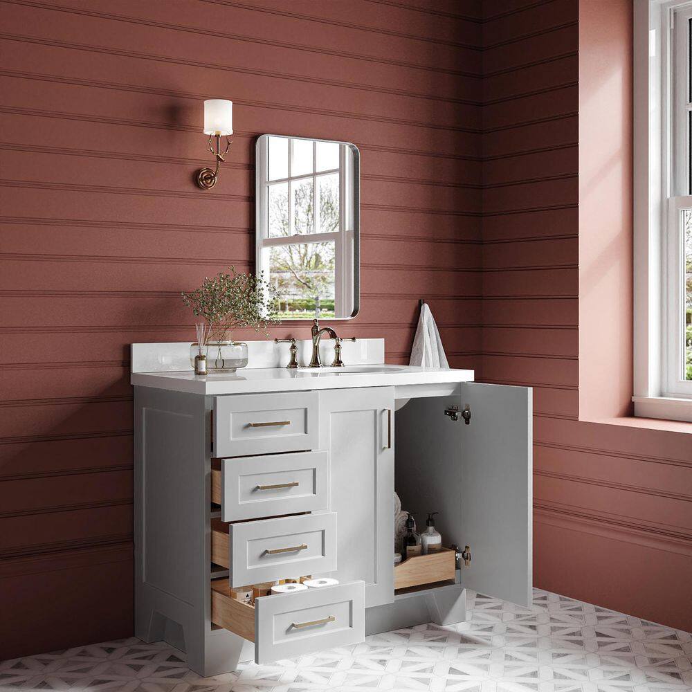 Taylor 43" Gray Freestanding Single Bathroom Vanity with Quartz Top