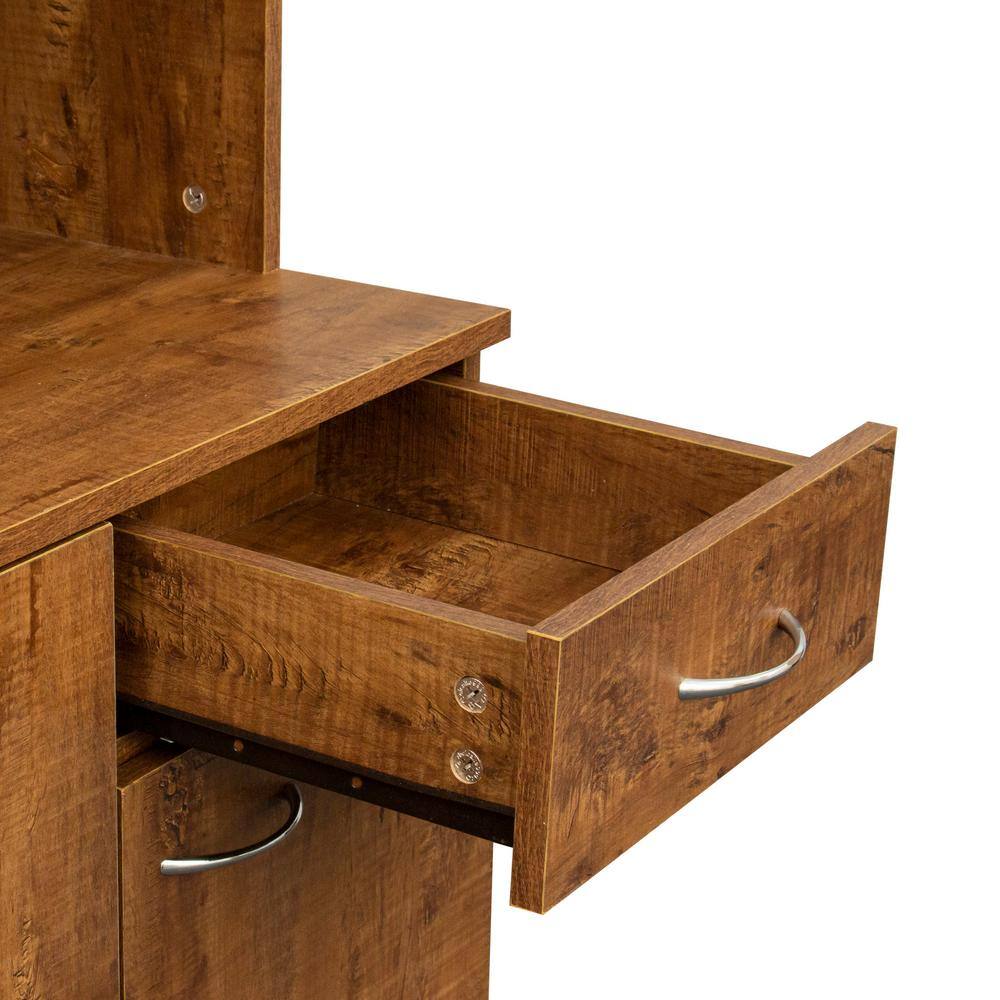 Walnut 71" Hinged Door Cabinet with Drawer and Shelves