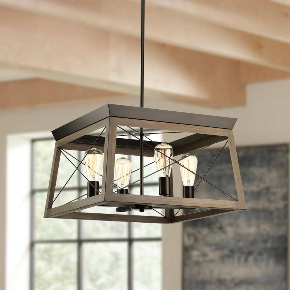 Briarwood 4-Light Antique Bronze Faux Wood Chandelier