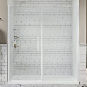 Pasadena 60in. L x 36in. W x 75in. H Alcove Shower Kit w/Pivot Frameless Shower Door in Chrome w/Shelves and Shower Pan