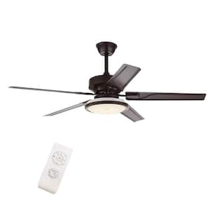48 in. Integrated LED Indoor Retro Style Black 3 Speeds 3 Colors Ceiling Fan with Remote