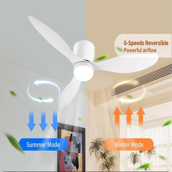 FEKZO 52 in. Smart Indoor White Flush Mount Standard Ceiling Fan