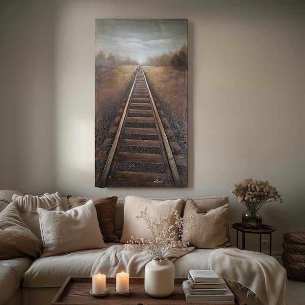 66 in. x 37 in. "Vanishing Into The Distance" Hand Painted Contemporary Artwork