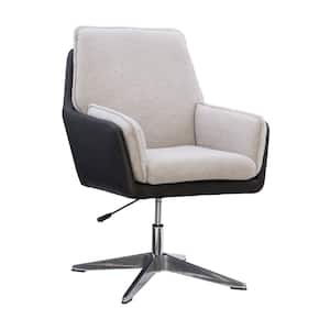 Basin Black and Grey Sherpa Fabric Seat Swivel Accent Chair