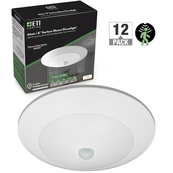 ETI LIGHTING Altair 6 in. Surface Mount Downlight with Occupancy Sensor Integrated LED Recessed Trim Light 900 Lumens 12-Pack