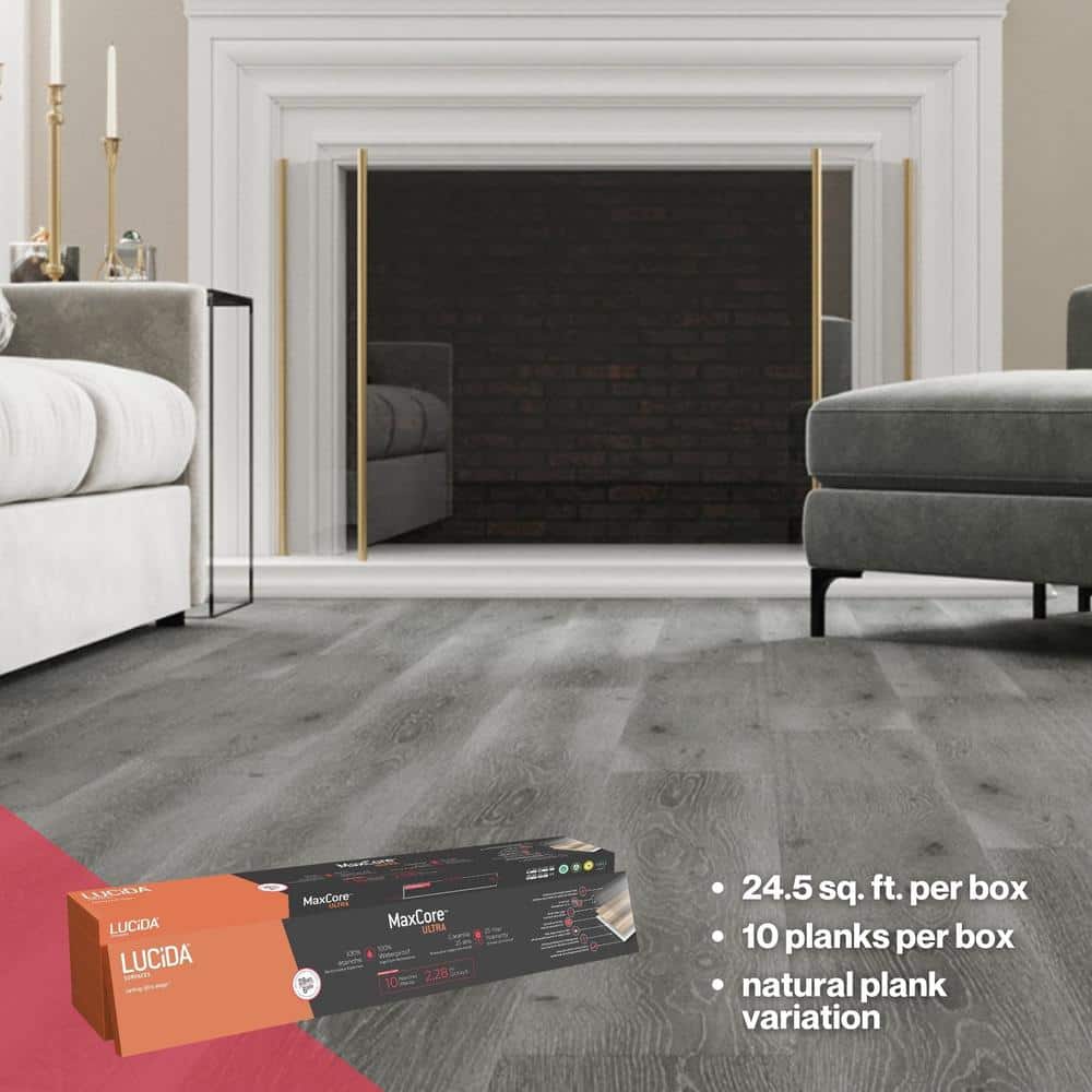 MaxCore Ultra 48" Dark Gray Click Lock Luxury Vinyl Plank Flooring