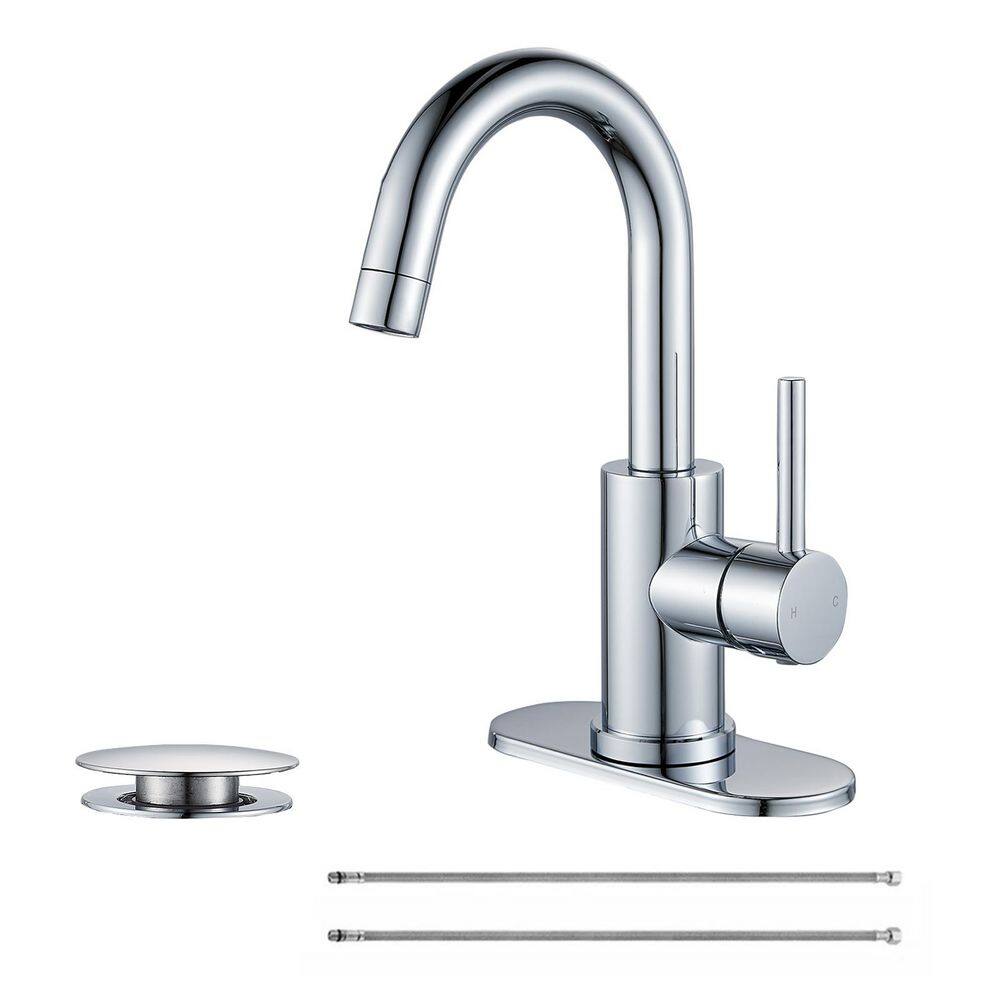 Single Handle Utility Faucet With Swing Spout Deck Plate Included in Polish