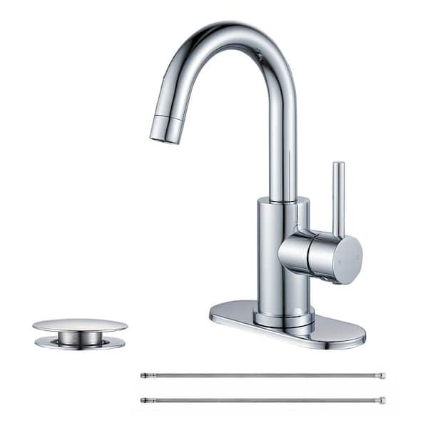 Unbranded Single Handle Utility Faucet With Swing Spout Deck Plate Included in Polished Chrome