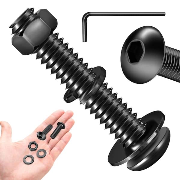 1/4 in.-20 x 1-1/4 in. Black Oxide Stainless Steel Hex Button Head Socket Cap Screw (20-Pack)