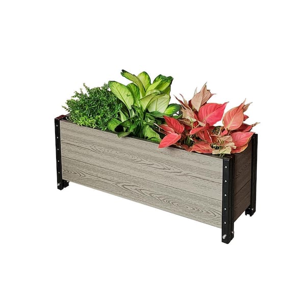 EverBloom 36 in. L x 12 in. W x 14 in. H Composite Trough Planter in Grey