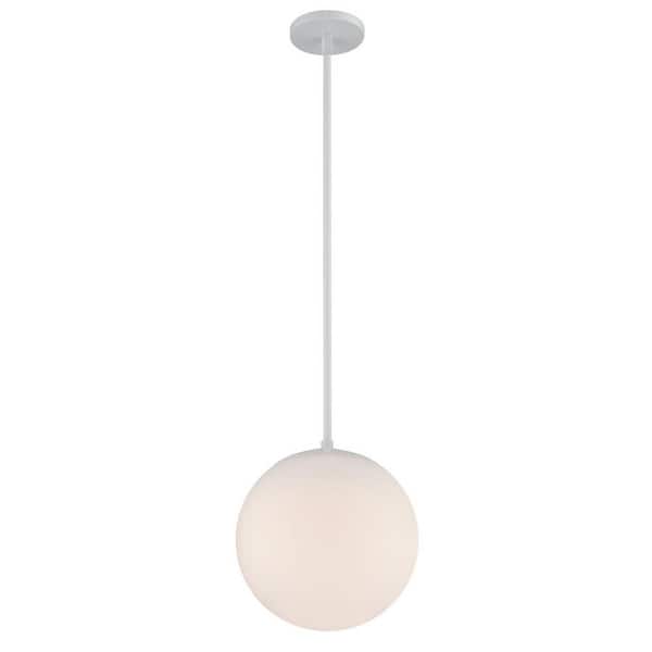 WAC Lighting Niveous 10 in. 120-Watt Equivalent Integrated LED White Pendant with Glass Shade
