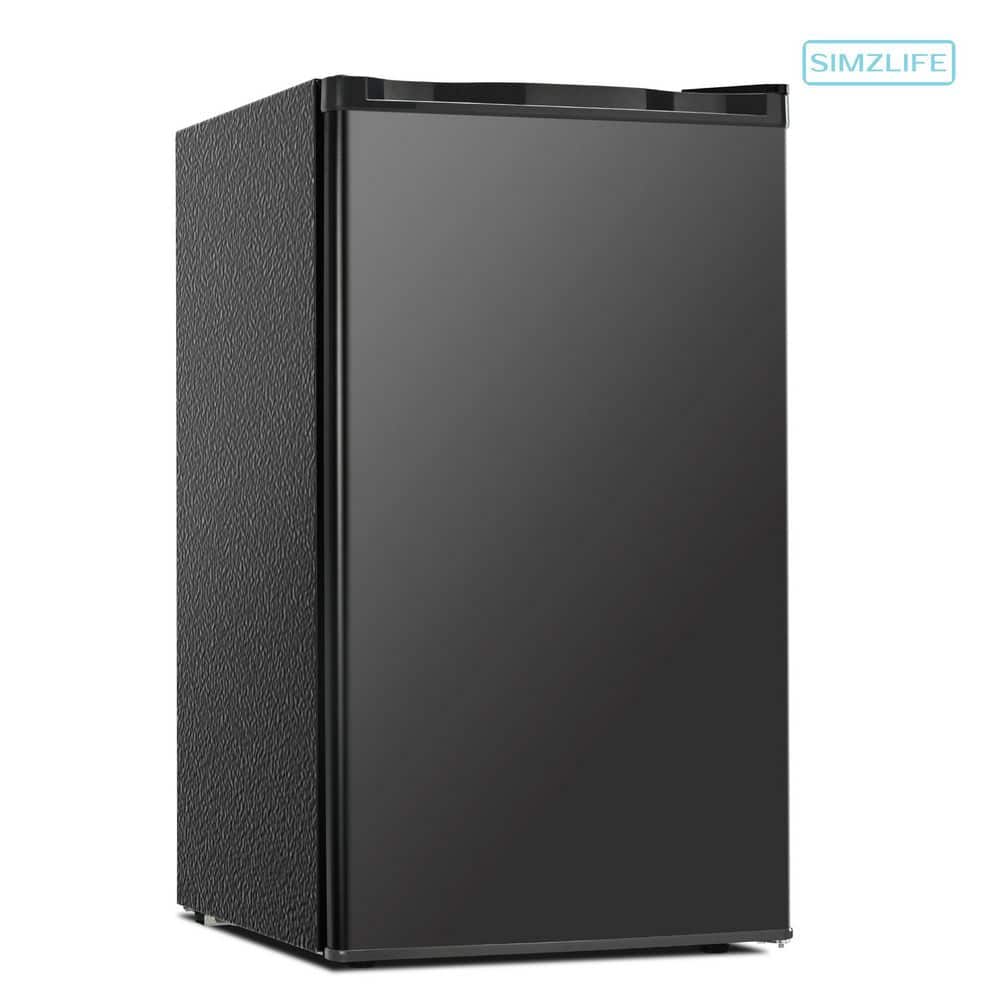 3.2 cu. ft. Mini Refrigerator with Freezer, Single Door, Adjustable Thermostat, Low Power for Bedroom, Office in Black
