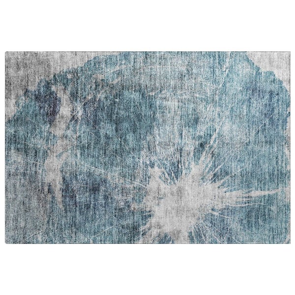 Dream Shag Premium Machine Washable Abstract ADS719 Teal 2 ft. x 3 ft. Accent Rug