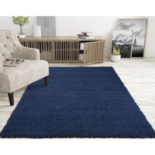Casamode Lifestyle Collection Navy 5 ft. x 7 ft. Shaggy Area Rug LS2866 ...