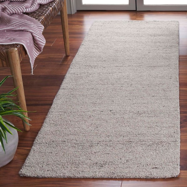 Himalaya 2 ft. x 8 ft. Beige/Light Gray Solid Modern Runner Rug
