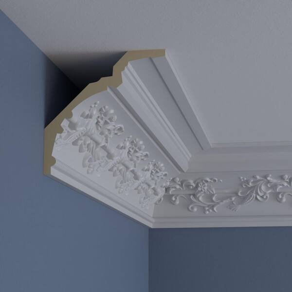 Ekena Millwork 6-1/4 in. x 6-1/4 in. x 94-1/2 in. Polyurethane Hampton Crown Moulding