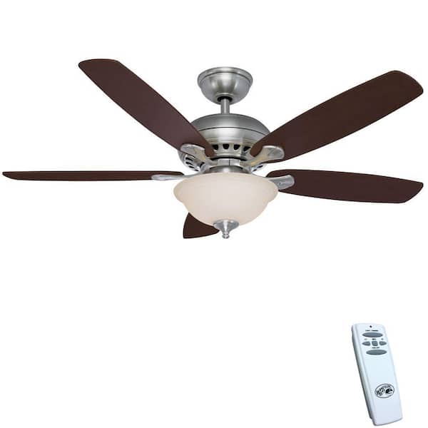 Hampton Bay Southwind 52 in. Indoor Brushed Nickel Ceiling Fan with Light Kit and Remote Control