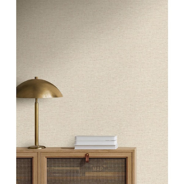 17.08 sq. ft. Sandstone the Donovan Faux Linen Vinyl Peel and Stick Wallpaper Roll