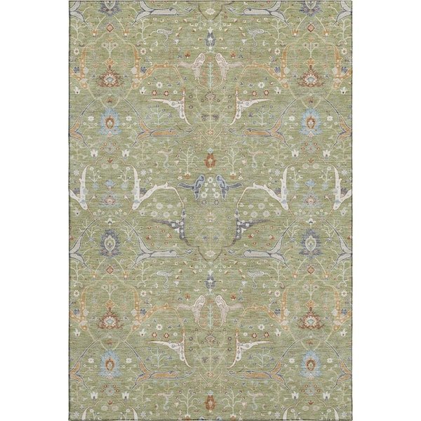 Mayfield Premium Machine Washable Abstract AMF2250 Aloe 10 ft. x 14 ft. Area Rug