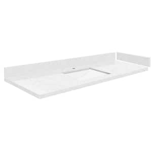 Silestone 55.5 in. W x 22.25 in. D Quartz White Rectangular Single Sink Vanity Top in Statuario