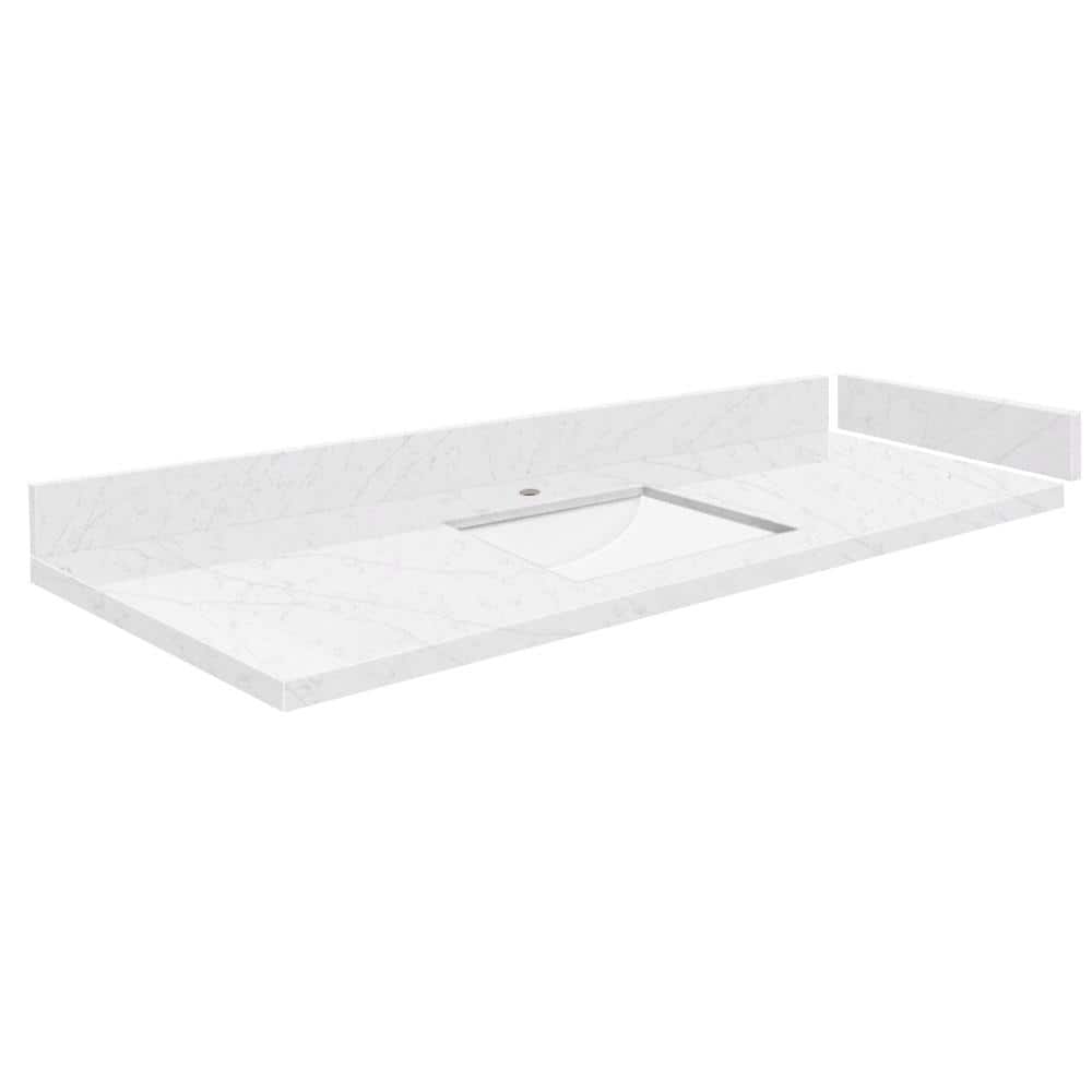 Silestone 60.75 in. W x 22.25 in. D Quartz White Rectangular Single Sink Vanity Top in Statuario price history on PriceWatchPro