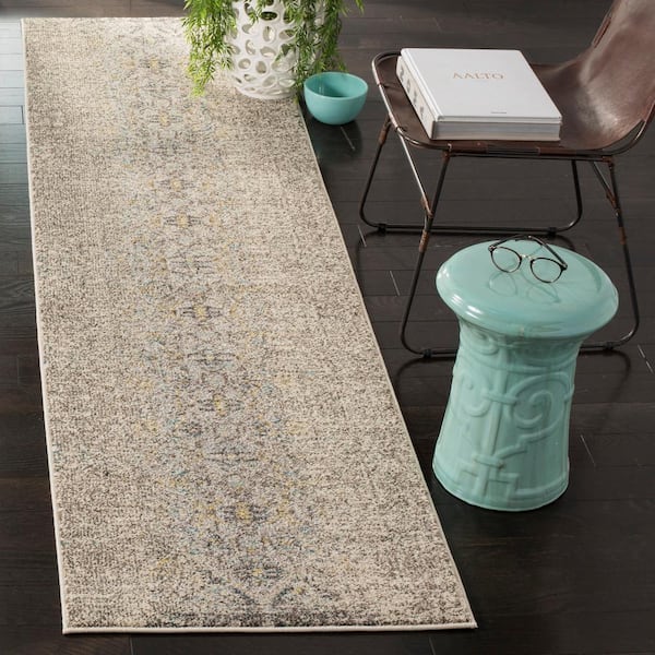 Monaco Gray/Multi 2 ft. x 12 ft. Border Runner Rug