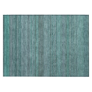 Chantille ACN527 Turquoise 1 ft. 8 in. x 2 ft. 6 in. Machine Washable Indoor/Outdoor Geometric Area Rug