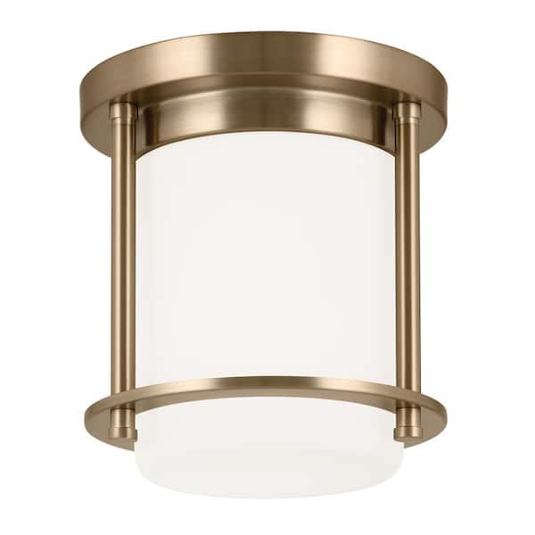 KICHLER Brit 7.25 in. 1-Light Champagne Bronze Industrial Hallway Flush Mount Ceiling Light