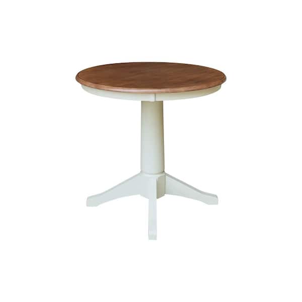 Olivia Hickory/Shell Solid Wood 30 in. Pedestal Base Dining Table Seats 2