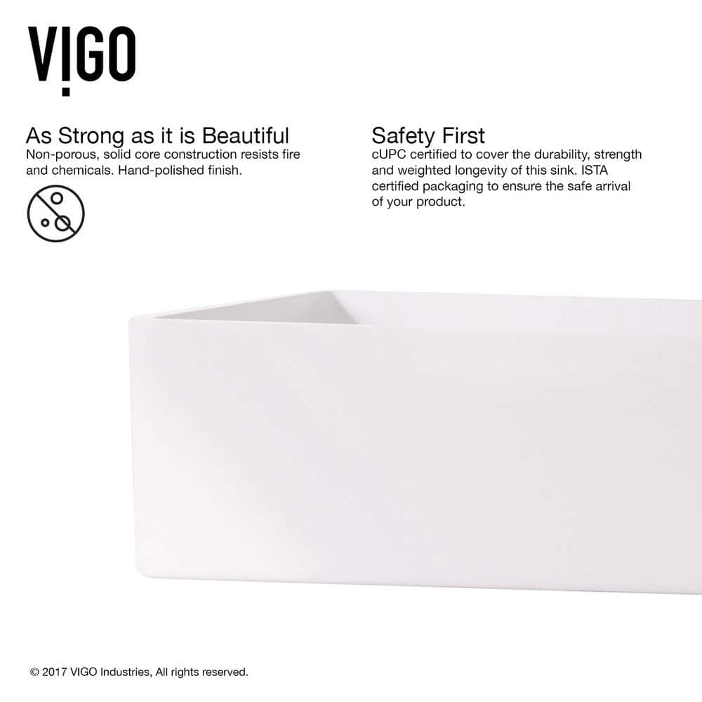 Magnolia 21" White Stone Rectangular Vessel Sink with Faucet