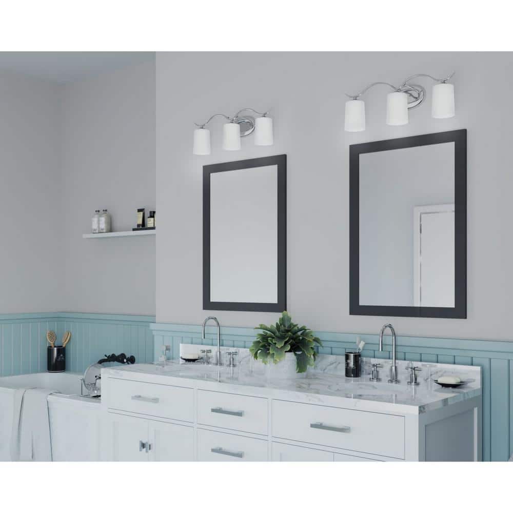 Polished Chrome 3-Light Wall Sconce with Etched Glass Shades