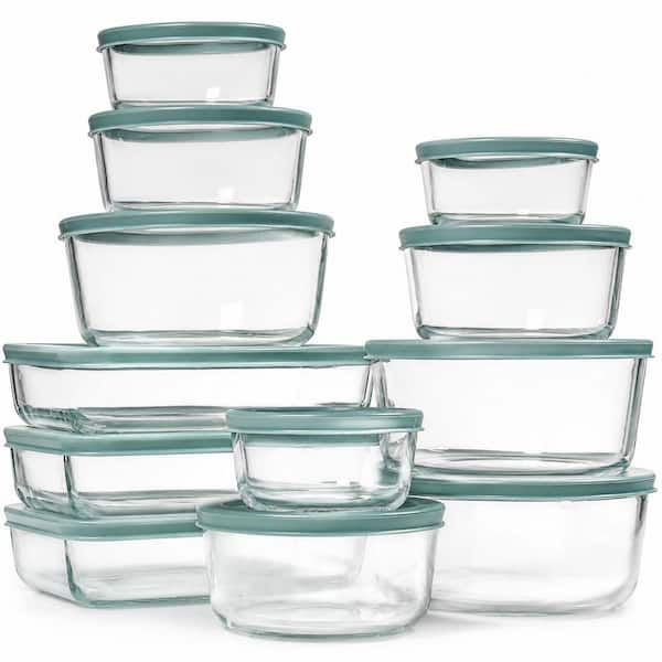 24-Piece Glass Food Storage Container and Bowl Set with Airtight BPA-Free Lids, Stackable Meal Prep Containers