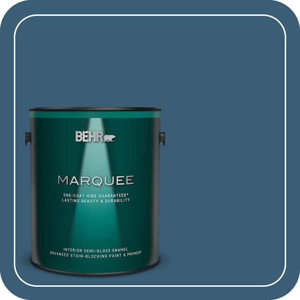 BEHR MARQUEE 1 gal. #S490-7 Superior Blue One-Coat Hide Semi-Gloss Enamel Interior Paint & Primer