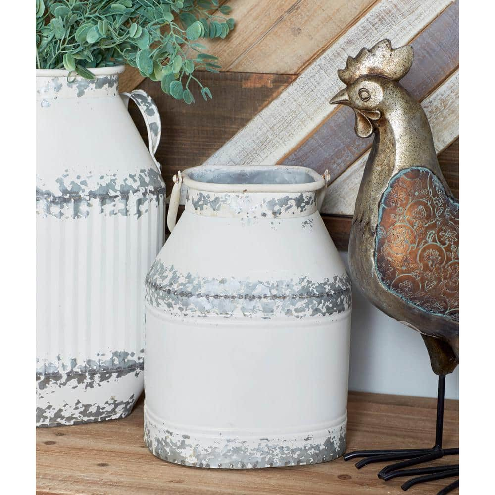 Litton Lane White Metal Farmhouse Decorative Jar (Set of 2)