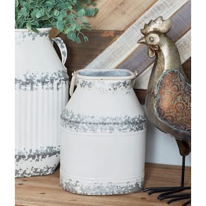 White Metal Farmhouse Decorative Jar (Set of 2)
