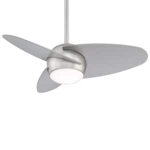 Slant 36 in. Integrated LED Indoor Brushed Steel Ceiling Fan with Light with Remote Control