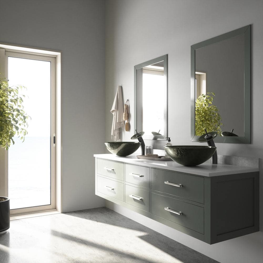Gray Onyx 17" Circular Glass Vessel Sink