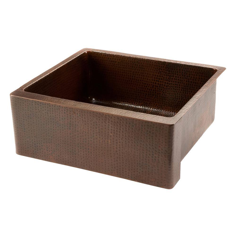 25" Hammered Copper Farmhouse Apron Single Basin Sink