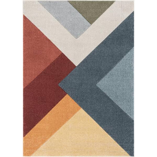 Well Woven Ruby Alma MidCentury Modern Geometric Triangle Pattern