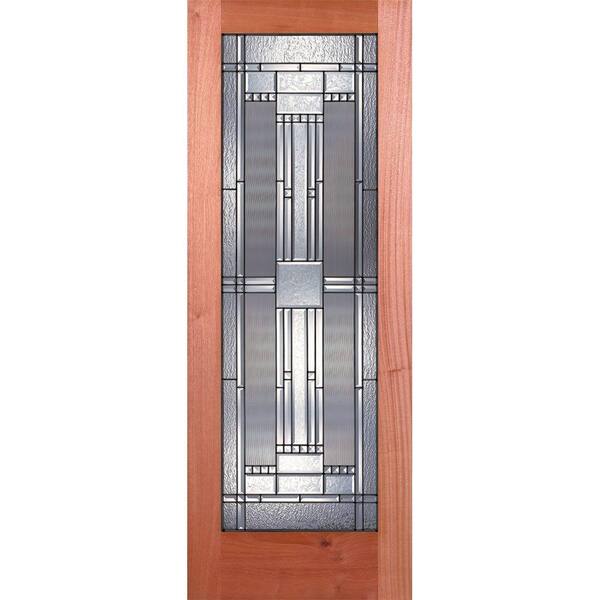 Feather River Doors 30 in. x 80 in. 1 Lite Unfinished Mahogany Preston Patina Woodgrain Interior Door Slab