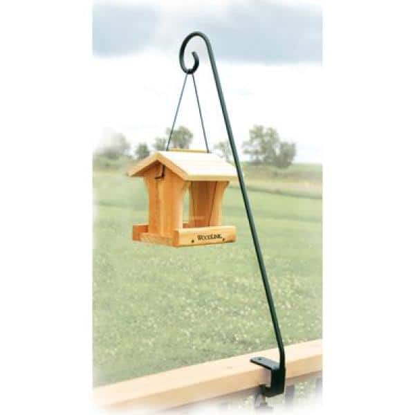 Deck Pole for Bird Feeders Metal Clamp Stand Hummingbird Outdoor Portable Hook 