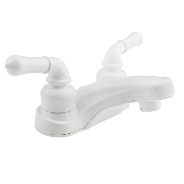 Dura Faucet 4 in. Centerset 2-Handle Classical RV Bathroom Faucet in White