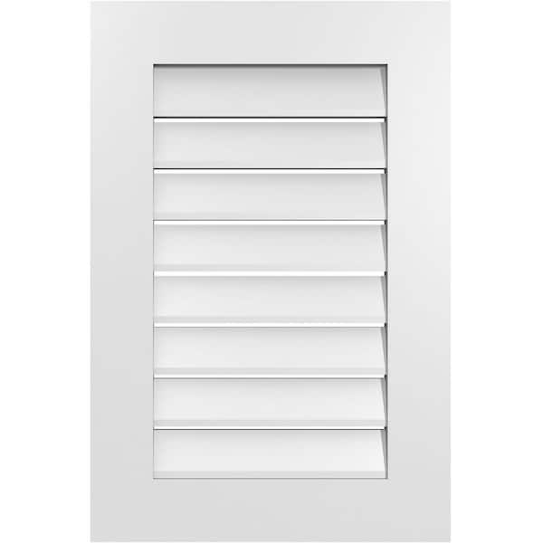 Ekena Millwork 20 in. x 30 in. Vertical Surface Mount PVC Gable Vent: Functional with Standard Frame