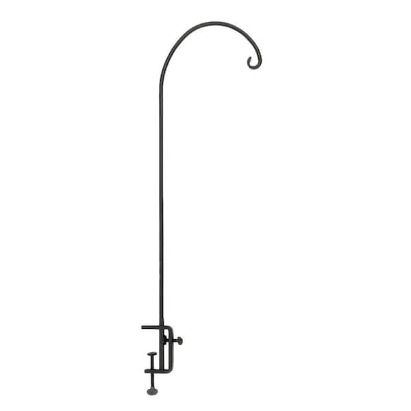 Achla Designs Height Adjustable Rail Mounted Iron Pole, 40 in. Tall, Black Powder Coat Finish
