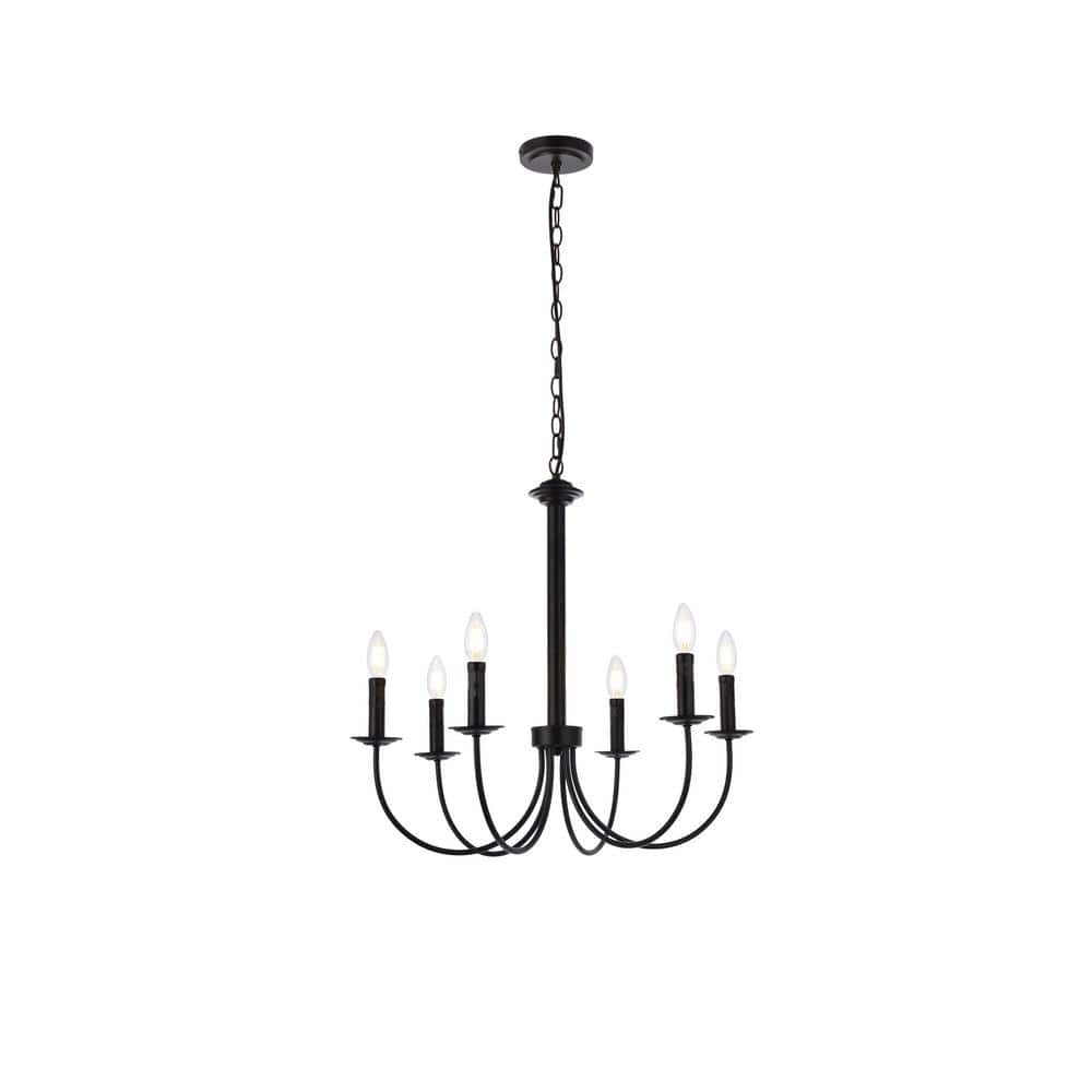 Home Living 40-Watt 6-Light Black Pendant Light with No Shade, No Bulbs Inc