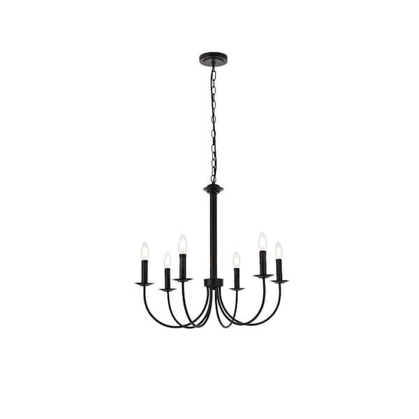 Unbranded Home Living 40-Watt 6-Light Black Pendant Light with No Shade, No Bulbs Included